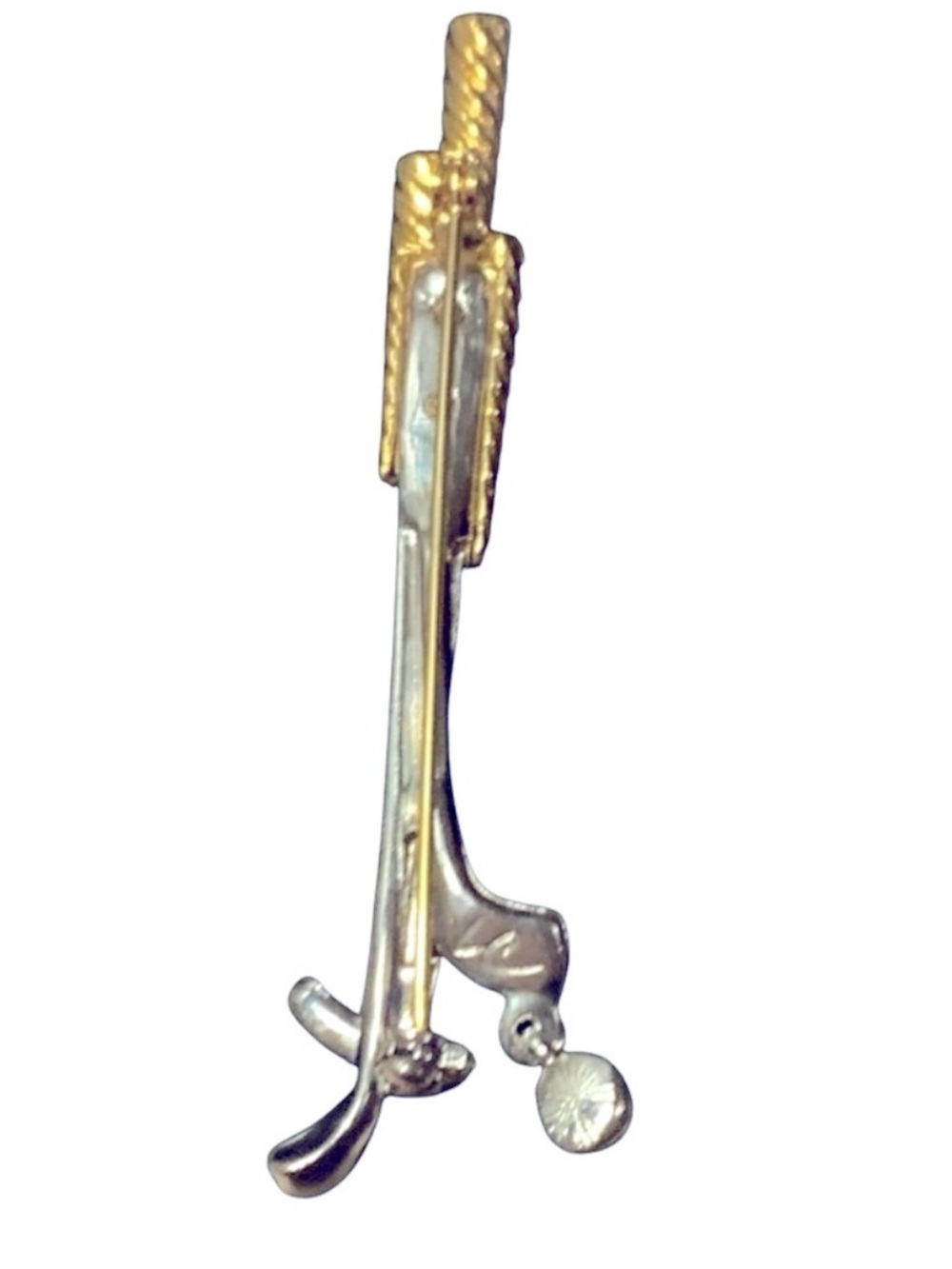 Set of Golf Clubs & Club bag Gold Tone Crystal Rhinestone Gem  2.25” Brooches - Picture 5 of 8